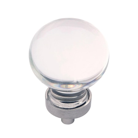 Belwith Products 1.37 in. Gemstone Knob - Glass with Satin Nickel BWHH075853 GLSN